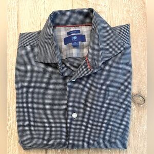 EGARA Non-Iron black & white micro check Long-sleeved Button-down Shirt M